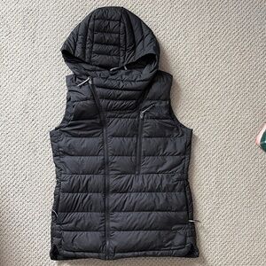 North Face Black Asymmetrical Hooded Puffer Vest - Women